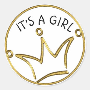 Funny Crown gold + je rug. en tekst Ronde Sticker