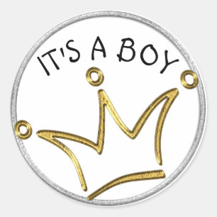 Funny Crown gold + je rug. en tekst Ronde Sticker