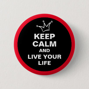 Funny Crown white & KEEP CALM + text Ronde Button 5,7 Cm
