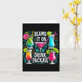 Funny Cruise Blame It On The Drink Package Family Kaart (Gele Bloem)