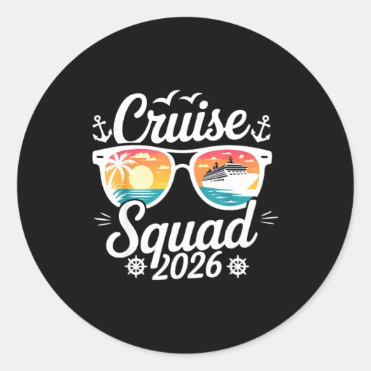 Funny Cruise Squad 2026 Summer Vacation Matching F Ronde Sticker (Voorkant)