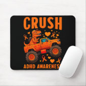 Funny Crush Adhd Awareness T-rex Monster Truck Kid Muismat (Met muis)
