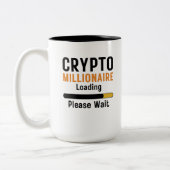 Funny crypto Millionaire Loading alstublieft hande Tweekleurige Koffiemok (Links)