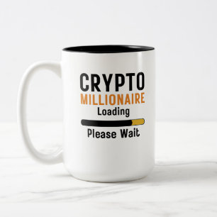 Funny crypto Millionaire Loading alstublieft hande Tweekleurige Koffiemok