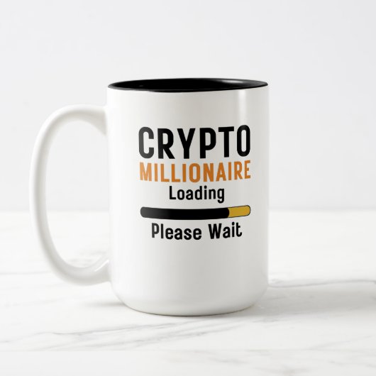 Funny crypto Millionaire Loading alstublieft hande Tweekleurige Koffiemok (Links)