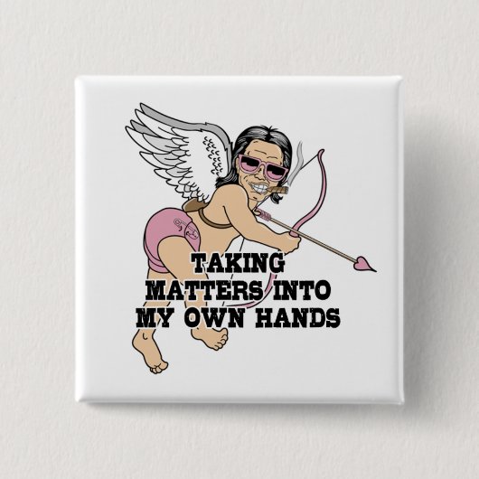 Funny Cupid Buttonnen Vierkante Button 5,1 Cm (Voorkant)