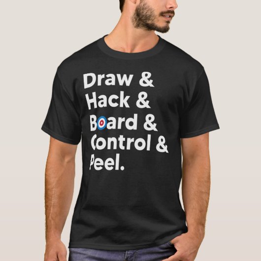 Funny Curling meme tekent hack board control peel T-shirt (Voorkant)