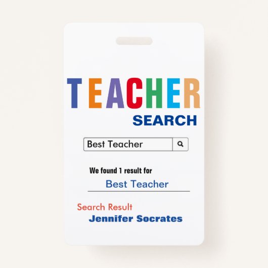 Funny Custom Best Teacher Gift Badge (Voorkant)