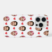 Funny Custom Couple Faces Pattern Red Hearts (Verso Horizontal)