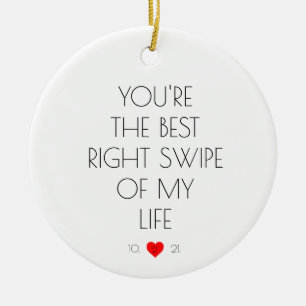 Funny Custom Dating App Tinder Wedding  Keramisch Ornament