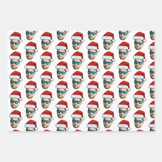 Funny Custom Face Foto Sinterklaas Pet Kerst Inpakpapier Vel (Voorkant)