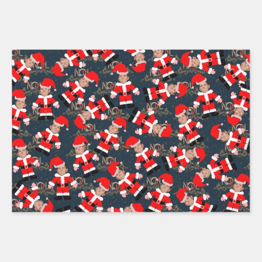 Funny Custom Face Photo Santa Claus Kerstmis Inpakpapier Vel (Voorkant 3)