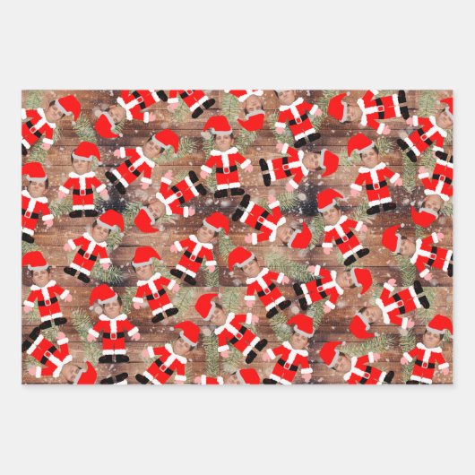 Funny Custom Face Photo Santa Claus Kerstmis Inpakpapier Vel (Voorkant 2)