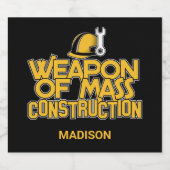 Funny custom name Construction Worker Bier Etiket (Enkel label)