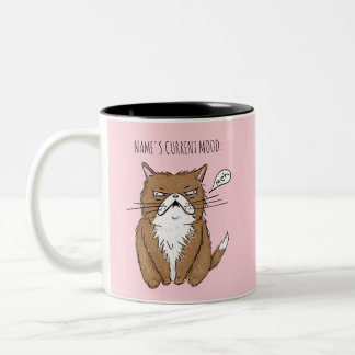Funny Custom Name Current Mood Meh Pink Cat Mok