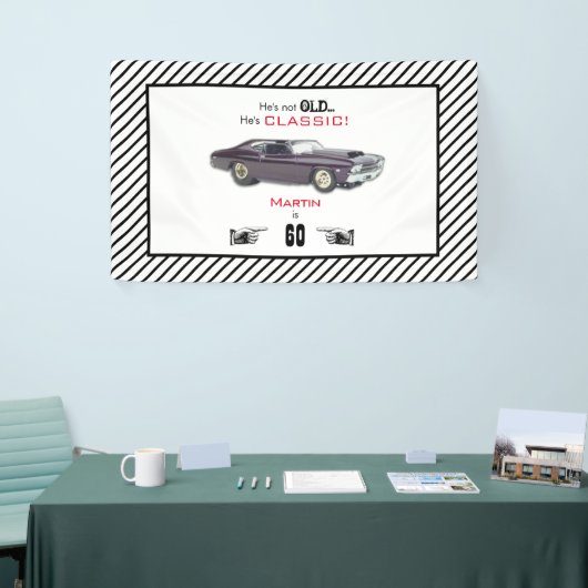 Funny Custom not Old but Classic Car 60th Birthday Spandoek (Beurs)