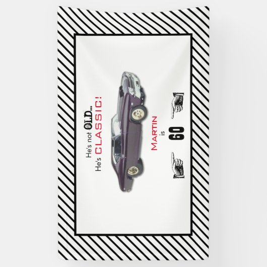 Funny Custom not Old but Classic Car 60th Birthday Spandoek (Verticaal)