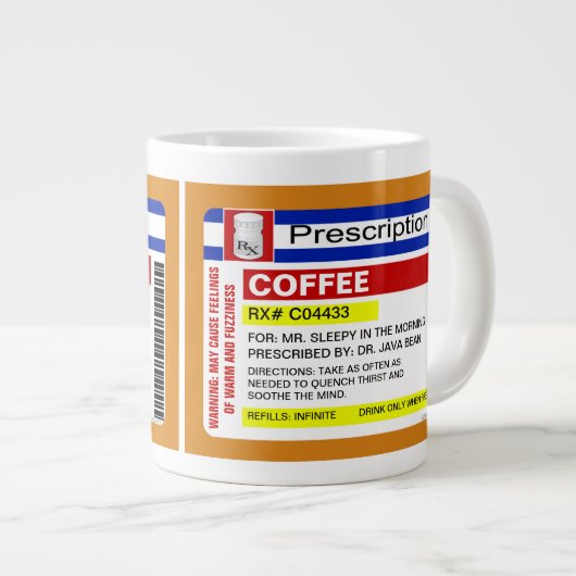 Funny Custom Personalized Prescription Coffee Big Extra Grote Mok (Voorkant rechts)