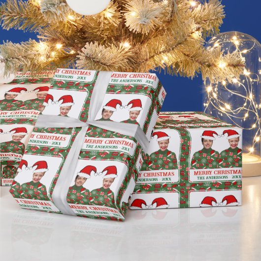 Funny Custom Photo Merry Kerstly Ugly Sweater Cadeaupapier (Feestdagen)