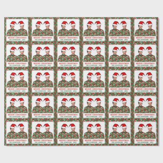 Funny Custom Photo Merry Kerstly Ugly Sweater Cadeaupapier (Vlak)