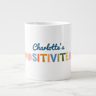 Funny Custom "Positivitea" Motivatie prijsopgave Extra Grote Beker