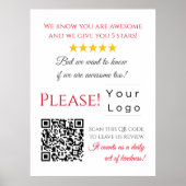 Funny Custom QR Code Business Logo Review rood Poster (Voorkant)