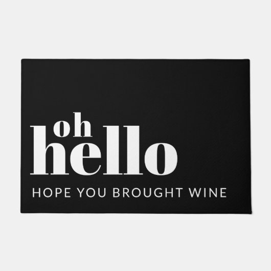 Funny Custom Quote Hallo Black and White Welcome Deurmat (Voorkant)
