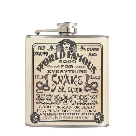 Funny Custom Snake Oil Gift Novelty Heupfles (Voorkant)