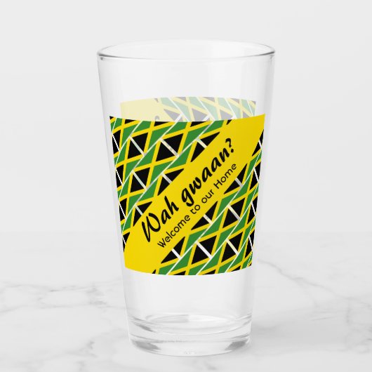 Funny Custom WAH GWAAN Jamaica Flag Glas (Voorkant)