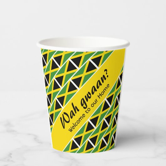 Funny Custom WAH GWAAN Jamaica Flag Papieren Bekers (Achterkant)