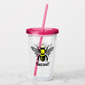 Funny Cute Bee Buzzed Insected Yellow Silver Acryl Drinkbeker (Achterkant)