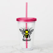 Funny Cute Bee Buzzed Insected Yellow Silver Acryl Drinkbeker (Voorkant)