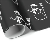 Funny Cute Black en White Snowman Pattern Cadeaupapier (Rol Hoek)