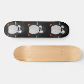 Funny Cute Black Grey Oranje Angry Penguin Skateboard (Horizontaal)