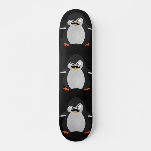 Funny Cute Black Grey Oranje Angry Penguin Skateboard (Voorkant)