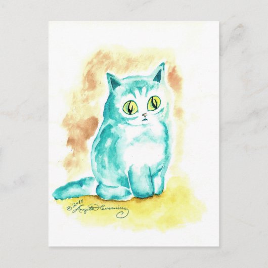 Funny Cute Blue Cat Briefkaart (Voorkant)