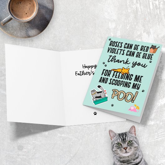 Funny Cute Blue Happy Vaderdag van kat Kaart