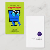 Funny Cute Blue PC Repair Carte de visite (Devant / Derrière)
