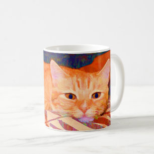 Funny Cute Bright Oranje Tabby Cat Koffiemok