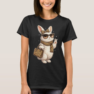 Funny Cute Bunny Leopard Stylish Rabbit Women Girl T-shirt