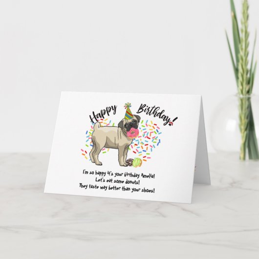 Funny Cute Carlin chien animal de compagnie carte  (Devant)