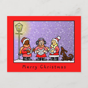 Funny Cute Carolers die Dog Illustration zingen Briefkaart