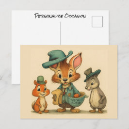Funny Cute Cartoon Animal Couriers Any Occasion  Feestdagenkaart