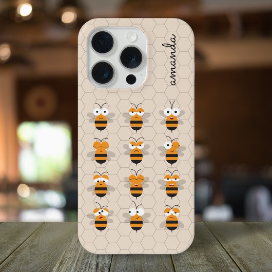Funny Cute Cartoon Honey Bees Honeycomb
