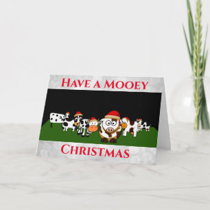 Funny Cute Cartoon Koe kerst Kaart