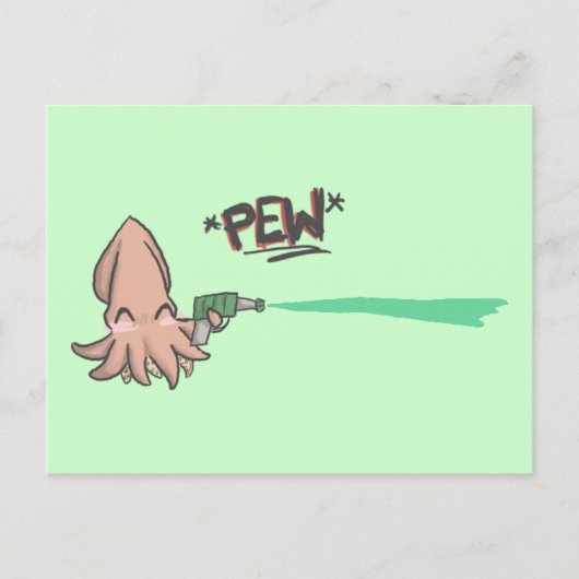 Funny Cute Cartoon Lazer Squid Briefkaart (Voorkant)