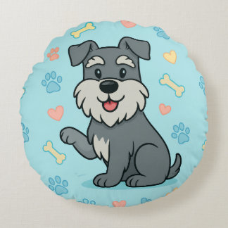 funny Cute Cartoon Schnauzer Rond Kussen
