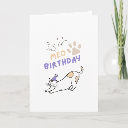 Funny cute cat birtday card kaart (Voorkant)