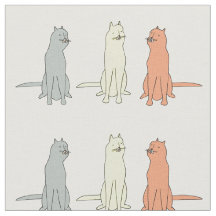 Funny Cute Cat Fabric Pattern met drie vun Cats
