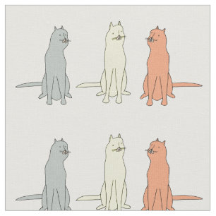 Funny Cute Cat Fabric Pattern met drie vun Cats Stof
